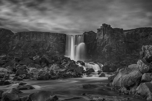 Photograph Johannes Frank Johannesson Oxararfoss Oxarar Waterfall on One Eyeland
